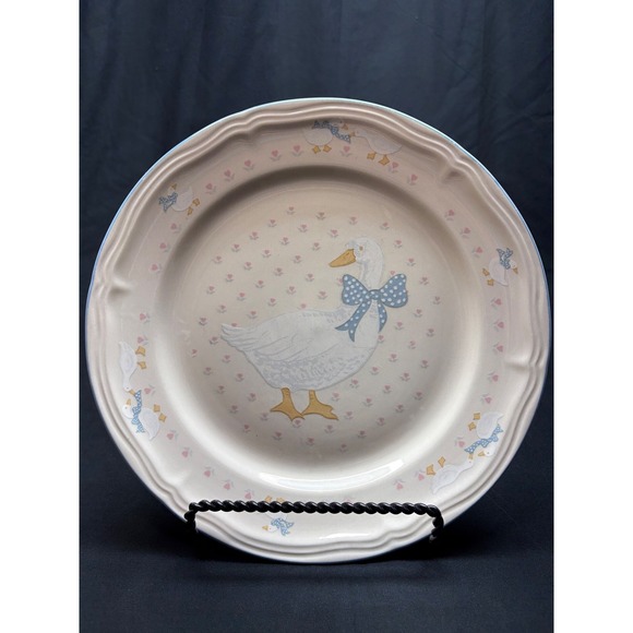Tienshan Other - Tienshan Stoneware Country Goose Blue Bow Heart Vintage Dinnerware Cottagecore